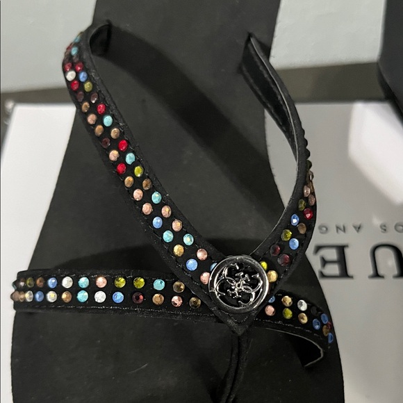 Guess Black Sandals with Multicolor Rhinestones - Picture 6 of 7